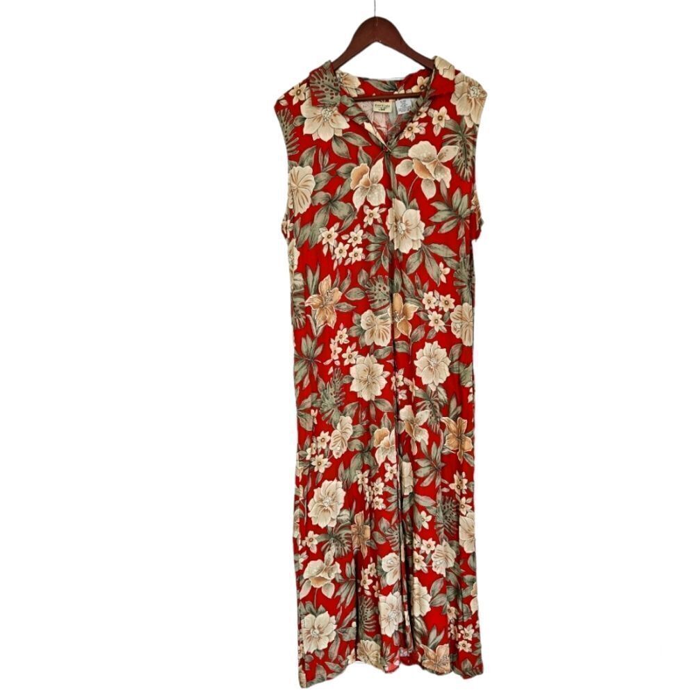Vintage Deadstock Essentials by Lee Floral Sleeveless Button Down Maxi Dress 20W
